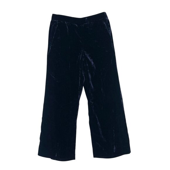 J Crew Velvet Wide-Leg Pull-On Ankle Pants Classic Preppy Business Blue size 8 - Picture 1 of 8